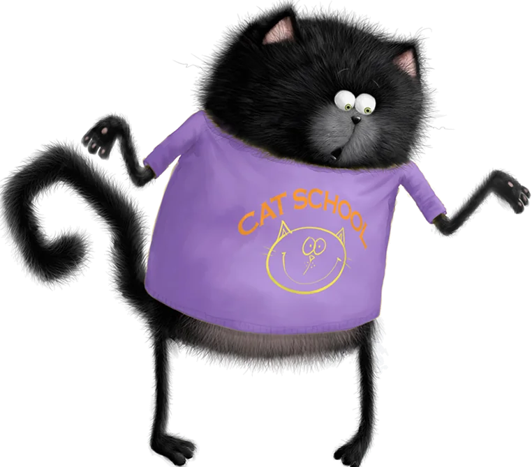 Splat in his Cat School T-shirt